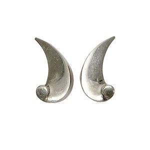 Vintage Antonio Pineda Mexico 970 Silver Wave Design Screwback Earrings #9867